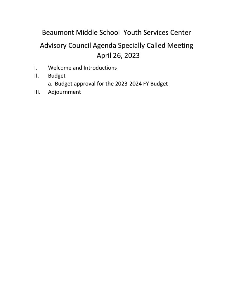 Advisory Council SC Meeting April 23